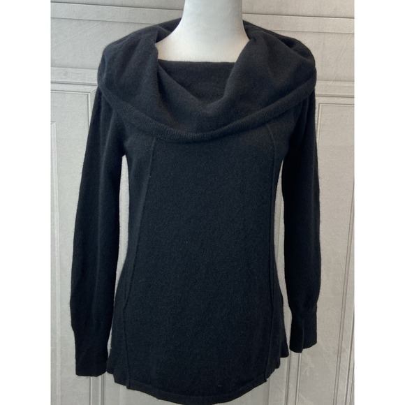 Soft Surrounding‎ Sweater Womens Small Petite Cashmere Black Off Shoulder Warm - Picture 2 of 11